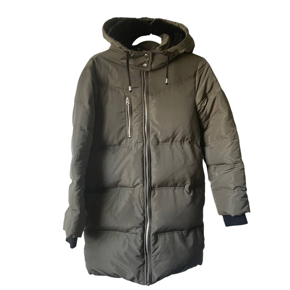 Topshop Jackets & Blazers - Topshop Down Filled Parka Puffer Coat in Olive Green, size 4.